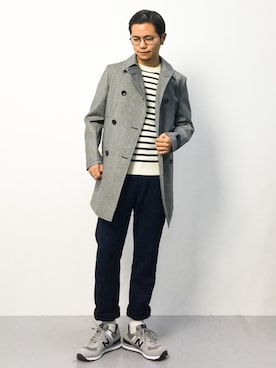 「クルーネックニット」｜「アイテム（その他アウター）」を使った、K-1RO(ケーイチロー)さん（メンズ・171cm）の秋コーディネート