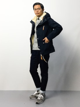 「アイテム（マウンテンパーカー、ブルー系）」を使った、K-1RO(ケーイチロー)さん（メンズ・171cm）の秋コーディネート