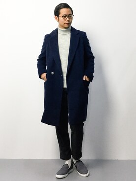 「URBAN RESEARCH（アーバンリサーチ）のアイテム（チェスターコート）」を使った、K-1RO(ケーイチロー)さん（メンズ・171cm）の秋コーディネート