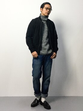 「L.H.P（エルエイチピー）のアイテム（MA-1）」を使った、K-1RO(ケーイチロー)さん（メンズ・171cm）の冬コーディネート