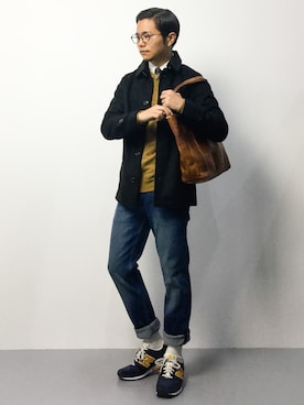 「knock through abstraction（ノックスルーアブストラクション）のアイテム（ジャケット/アウター）」を使った、K-1RO(ケーイチロー)さん（メンズ・171cm）の冬コーディネート