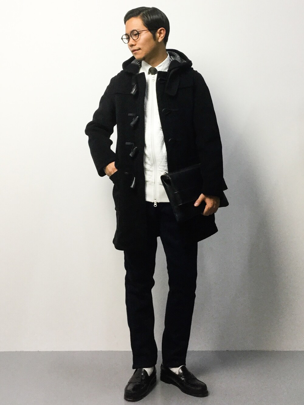 「L.H.PのLHP/エルエイチピー/Quilting Zip Cardigan 〈6001153〉（カーディガン/ボレロ、ホワイト系）」を使った、K-1RO(ケーイチロー)さん（メンズ・171cm）の冬コーディネートの1枚目の写真