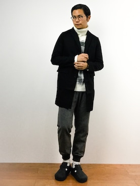 「UR SELECT（ユーアールセレクト）のアイテム（その他アウター）」を使った、K-1RO(ケーイチロー)さん（メンズ・171cm）の冬コーディネート