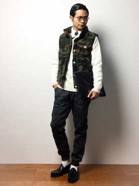 「CASPER JOHN AIVER（キャスパージョンアイバー）のアイテム（バッグ）」を使った、K-1RO(ケーイチロー)さん（メンズ・171cm）の冬コーディネート