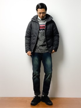 「UP START（アップスタート）のアイテム（ジャケット/アウター）」を使った、K-1RO(ケーイチロー)さん（メンズ・171cm）の冬コーディネート