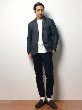 「TRANS CONTINENTS（トランスコンチネンツ）のアイテム（シューズ）」を使った、K-1RO(ケーイチロー)さん（メンズ・171cm）の冬コーディネート