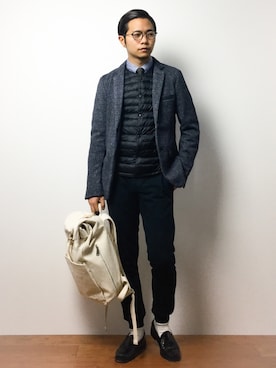 「ability（アビリティ）のアイテム（バッグ）」を使った、K-1RO(ケーイチロー)さん（メンズ・171cm）の冬コーディネート