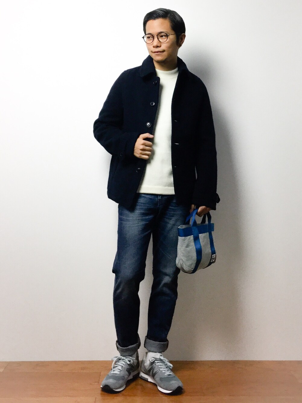 「Steven Alanの＜Steven Alan＞STRC/W TUBE /ﾆｯﾄ（ニット/セーター、ホワイト系）」を使った、K-1RO(ケーイチロー)さん（メンズ・171cm）の冬コーディネートの1枚目の写真
