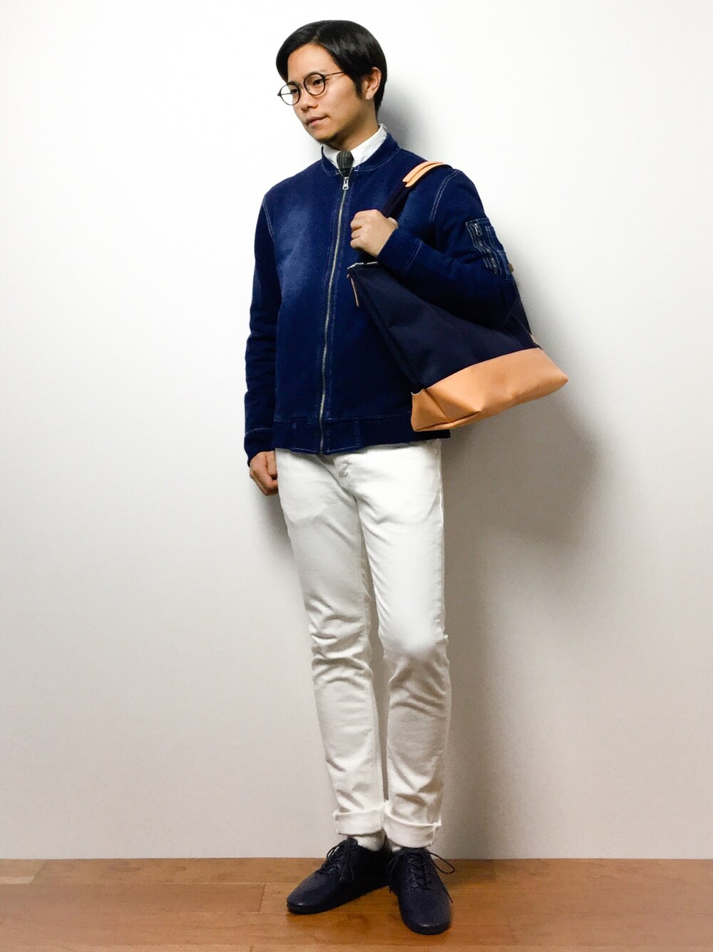 「Denimeのｶｯﾄﾃﾞﾆﾑ MA-1（MA-1、ブルー系）」を使った、K-1RO(ケーイチロー)さん（メンズ・171cm）の冬コーディネートの1枚目の写真