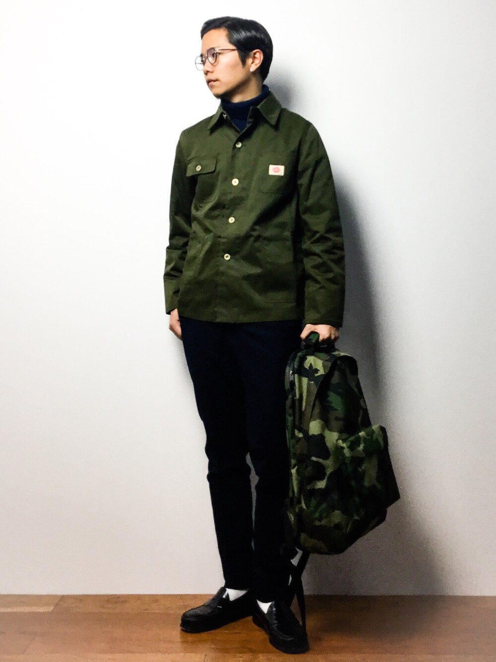 「RED KAPのRED KAP / レッドキャップ*WISM RKJC11J（ブルゾン、グリーン系）」を使った、K-1RO(ケーイチロー)さん（メンズ・171cm）の冬コーディネートの1枚目の写真