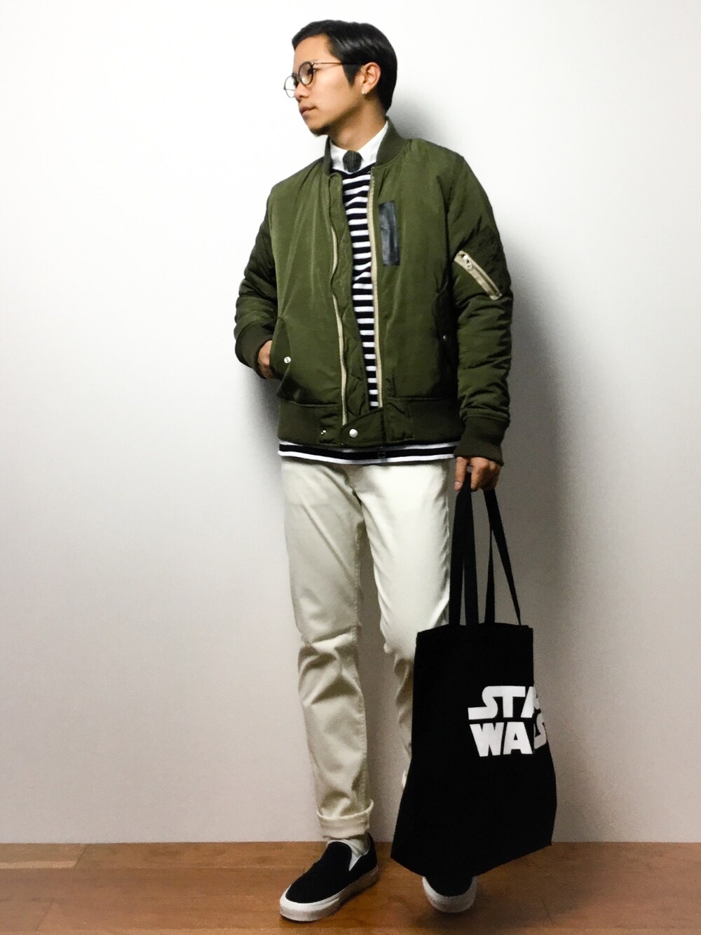 「ORCIVALの＜15秋冬＞【ORCIVAL(オーシバル)】コットンロード　フレンチバスクシャツ　BLK（Tシャツ/カットソー、ブラック系）」を使った、K-1RO(ケーイチロー)さん（メンズ・171cm）の冬コーディネートの1枚目の写真