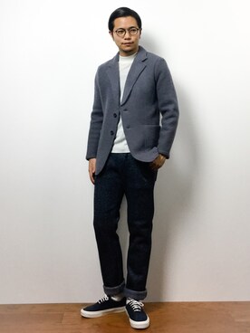 「BAYFLOW（ベイフロー）のアイテム（テーラードジャケット）」を使った、K-1RO(ケーイチロー)さん（メンズ・171cm）の冬コーディネート