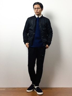 「L.H.P（エルエイチピー）のアイテム（MA-1）」を使った、K-1RO(ケーイチロー)さん（メンズ・171cm）の冬コーディネート