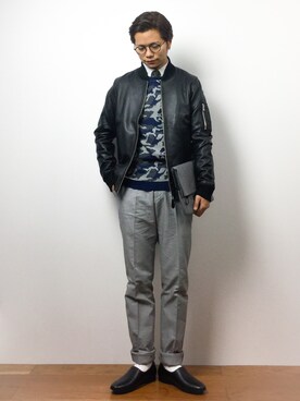 「L.H.P（エルエイチピー）のアイテム（MA-1）」を使った、K-1RO(ケーイチロー)さん（メンズ・171cm）の冬コーディネート