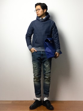 「DOWBL（ダブル）のアイテム」を使った、K-1RO(ケーイチロー)さん（メンズ・171cm）の冬コーディネート