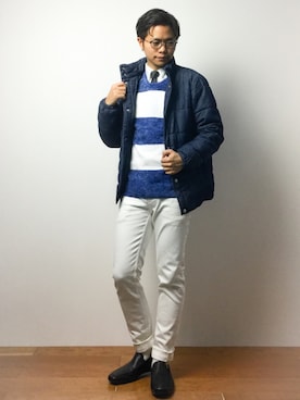 「YEVS（イーブス）のアイテム（ジャケット/アウター）」を使った、K-1RO(ケーイチロー)さん（メンズ・171cm）の冬コーディネート