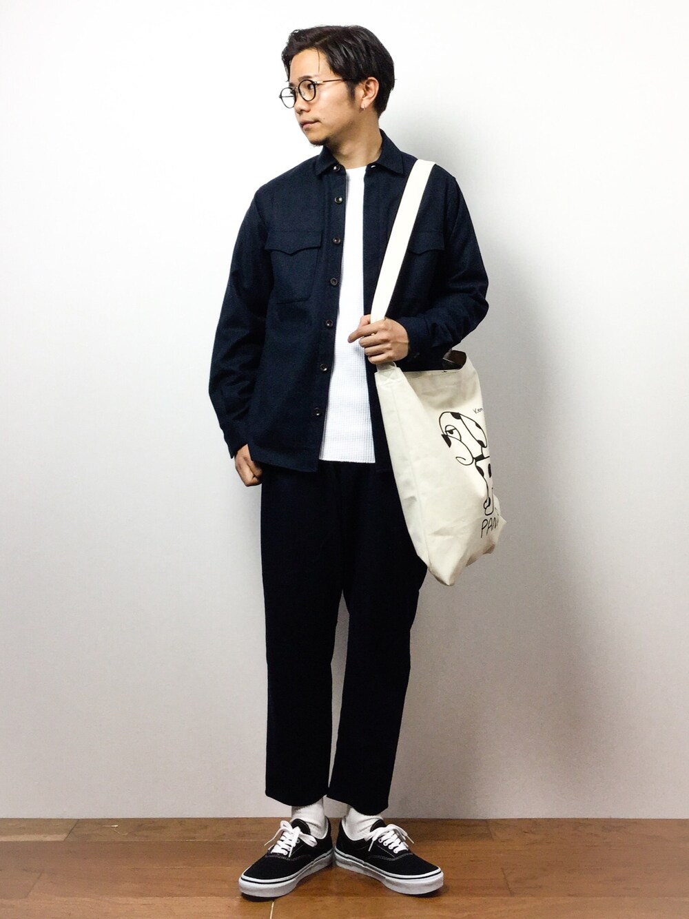 「Steven Alanの＜steven alan＞ W/N FLANO CPO SHT/ｼｬﾂо（シャツ/ブラウス、ブルー系）」を使った、K-1RO(ケーイチロー)さん（メンズ・171cm）の冬コーディネートの1枚目の写真