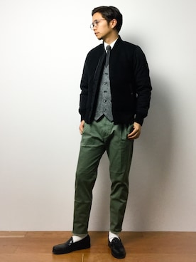 「CASPER JOHN（キャスパージョン）のアイテム（MA-1）」を使った、K-1RO(ケーイチロー)さん（メンズ・171cm）の冬コーディネート