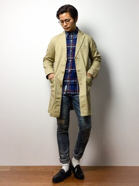 「L.H.P（エルエイチピー）のアイテム（デニムパンツ）」を使った、K-1RO(ケーイチロー)さん（メンズ・171cm）の冬コーディネート