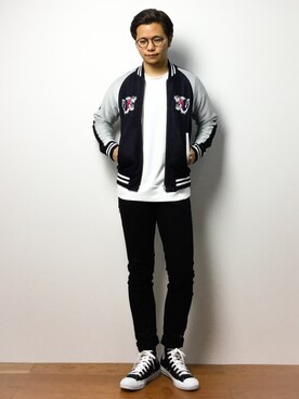 「Education from Youngmachines（エデュケーションフロムヤングマシーン）のアイテム」を使った、K-1RO(ケーイチロー)さん（メンズ・171cm）の冬コーディネート