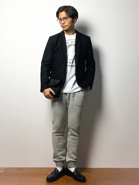 「L.H.P（エルエイチピー）のアイテム（テーラードジャケット）」を使った、K-1RO(ケーイチロー)さん（メンズ・171cm）の冬コーディネート