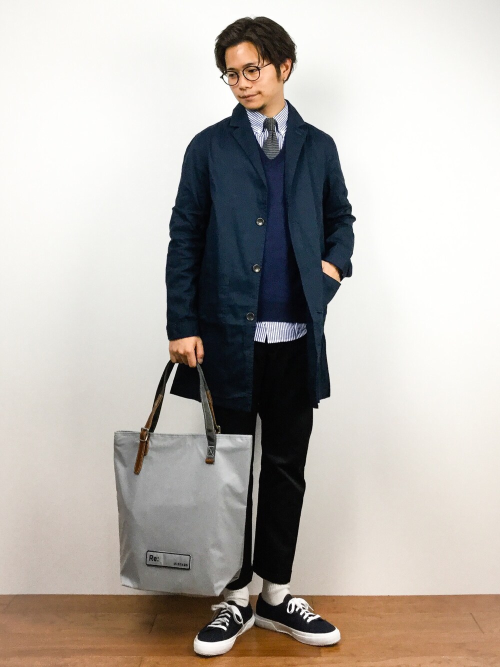 「URBAN RESEARCH DOORS MENSのGYMPHLEX 100/2 STRIPE SH（シャツ/ブラウス、その他）」を使った、K-1RO(ケーイチロー)さん（メンズ・171cm）の春コーディネートの1枚目の写真