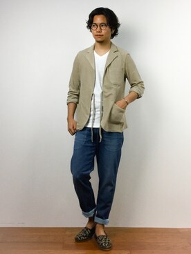 「cloudy cloudy（クラウディクラウディ）のアイテム」を使った、K-1RO(ケーイチロー)さん（メンズ・171cm）の夏コーディネート