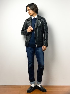 「Lee（リー）のLEE/別注THERMOLITE Skinny（デニムパンツ）」を使った、K-1RO(ケーイチロー)さん（メンズ・171cm）の秋コーディネート