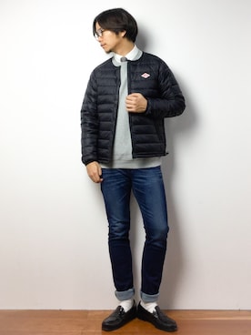 「Lee（リー）のLEE/別注THERMOLITE Skinny（デニムパンツ）」を使った、K-1RO(ケーイチロー)さん（メンズ・171cm）の秋コーディネート