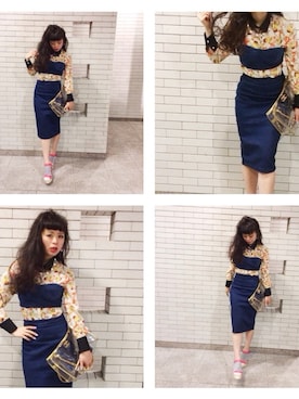 「ZARA（ザラ）のset up風♡（デニムスカート、ブルー系）」を使った、ももこあさん（レディース・163cm）の春コーディネート