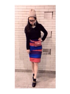 「アイテム（ボディバッグ/ウエストポーチ、レッド系）」を使った、ももこあさん（レディース・163cm）の春コーディネート