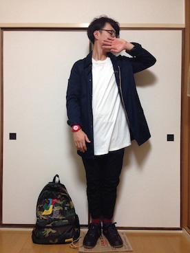 「アイテム（アナログ腕時計、ピンク系）」を使った、こーじやこーじさん（メンズ・173cm）の秋コーディネート