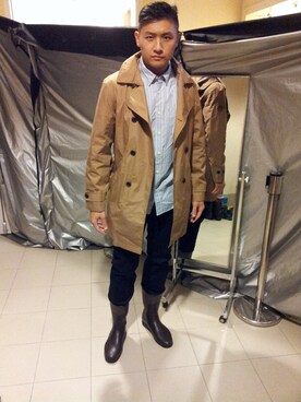 「AIGLE（エーグル）のアイテム（ダウンジャケット/コート）」を使った、劉兆宇 Barendさん（メンズ・184cm）の秋コーディネート