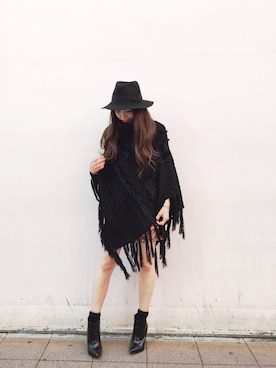 「アイテム（ポンチョ）」を使った、Narcissus ESTさん（レディース・158cm）の秋コーディネート