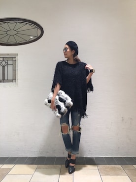 「アイテム（ポンチョ）」を使った、Narcissus ESTさん（レディース・168cm）の秋コーディネート