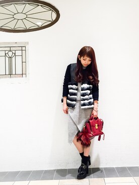 「coordinate」｜「アイテム（ノーカラージャケット）」を使った、Narcissus ESTさん（レディース・158cm）の冬コーディネート