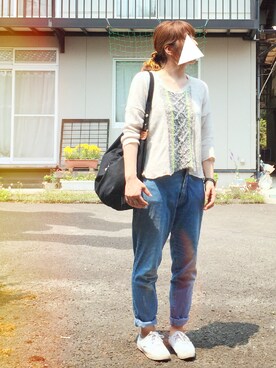 「chambre de charme（シャンブルドゥシャーム）のアイテム（その他トップス）」を使った、ちめさん（レディース・162cm）の夏コーディネート