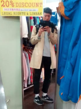 「アイテム（ステンカラーコート）」を使った、koya さん（メンズ・183cm・10代）の春コーディネート