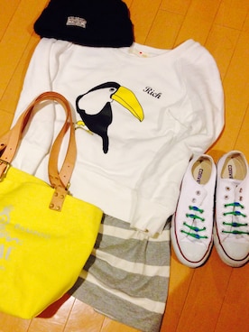 「Happy Socks（ハッピーソックス）のsocks（ソックス/靴下、ブルー系）」を使った、mariko319さん（レディース・153cm）の春コーディネート