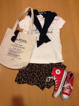 「CONVERSE（コンバース）のCONVERS スニーカー（スニーカー、レッド系）」を使った、mariko319さん（レディース・153cm）の春コーディネート