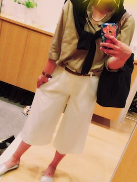 「ベージュシャツ」｜「アイテム（トートバッグ）」を使った、katahaberさん（レディース・158cm）の夏コーディネート
