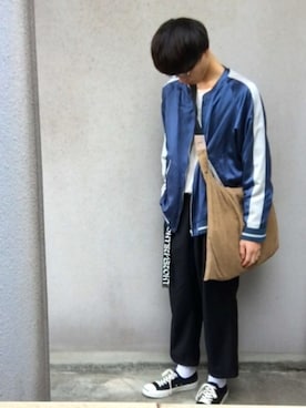 「NEONSIGN（ネオンサイン）のアイテム（ブルゾン）」を使った、にしやんさん（メンズ・177cm）の秋コーディネート