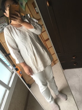 「仕事着」｜「アイテム（チュニック）」を使った、あけみさん（レディース・160cm）の夏コーディネート
