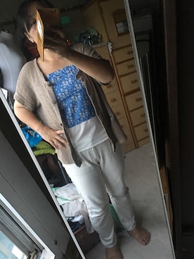 「アイテム（チューブトップ、ブルー系）」を使った、あけみさん（レディース・160cm）の夏コーディネート