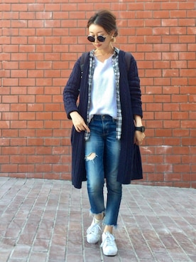 「UNITED NUDE（ユナイテッドヌード）のアイテム（アナログ腕時計）」を使った、Creamさん（レディース・158cm）の秋コーディネート