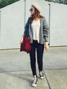 「POPCORN（ポップコーン）のPOPCORN/フリンジドロストバッグ（ショルダーバッグ）」を使った、Creamさん（レディース・158cm）の秋コーディネート