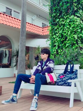 「TOMMY（トミー）のアイテム（その他パンツ）」を使った、りょうすけさん（メンズ・176cm）の春コーディネート