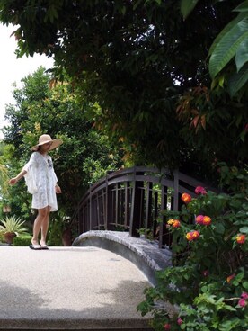 「Planet blue world（プラネットブルーワールド）のアイテム」を使った、yuyuさん（レディース・159cm）の夏コーディネート