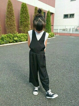 「GLOBAL WORK（グローバルワーク）のアイテム（オールインワン・サロペット）」を使った、mairinさん（キッズ・120cm）の夏コーディネート