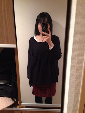 「赤チェック」｜「アイテム（レインシューズ）」を使った、mochiさん（レディース・157cm）の秋コーディネート